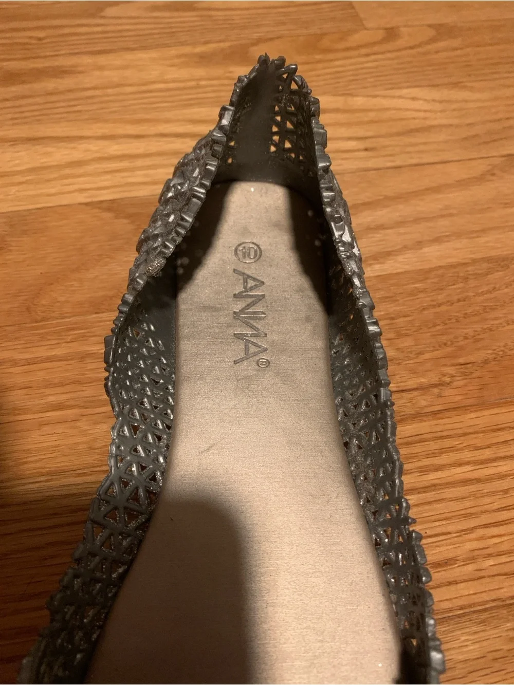 ANNA Silver Metallic Woven Pointed Flats